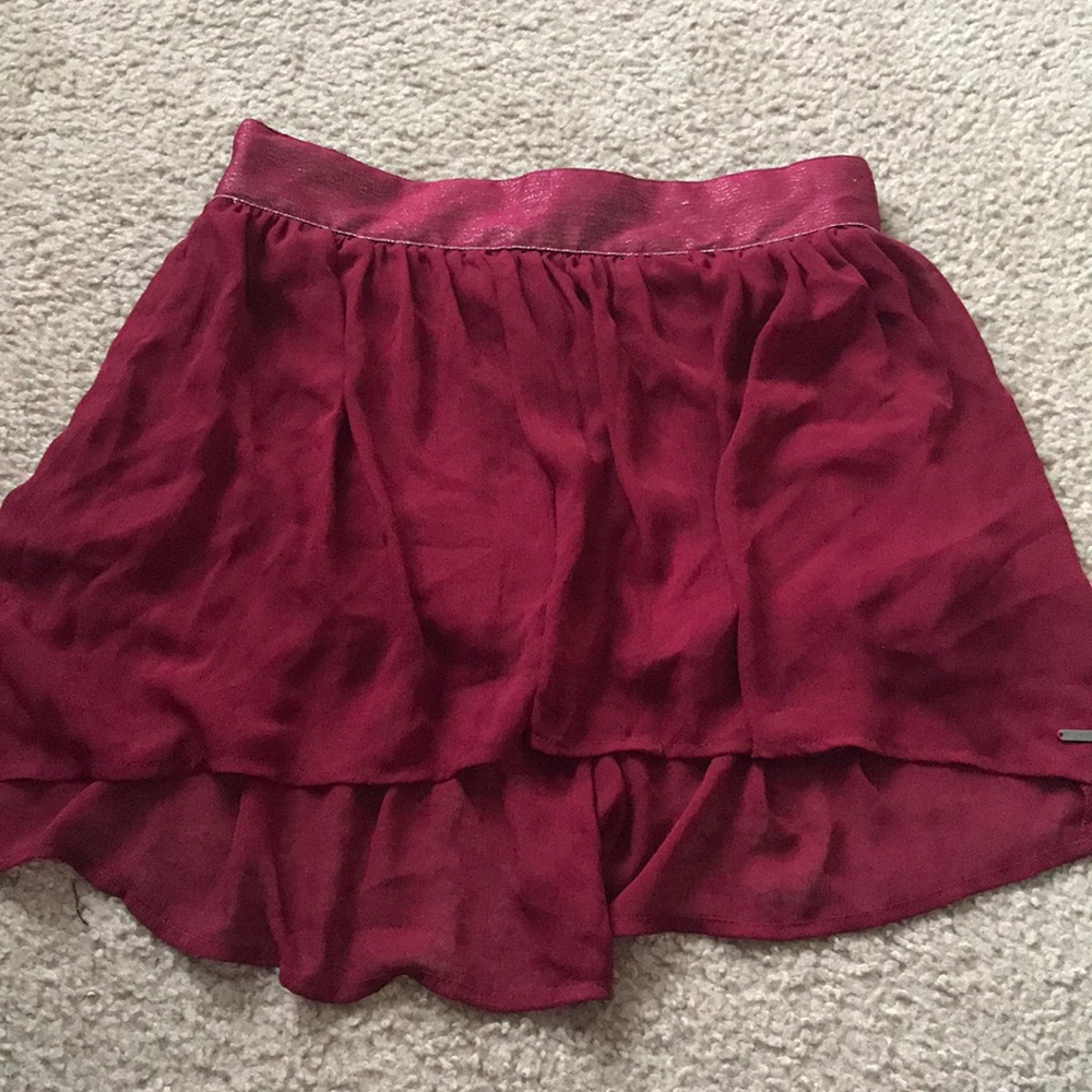 Burgundy High-Lo Mini Skirt